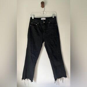 Daze Denim High Rise Wide Ankle in Black, Size 28